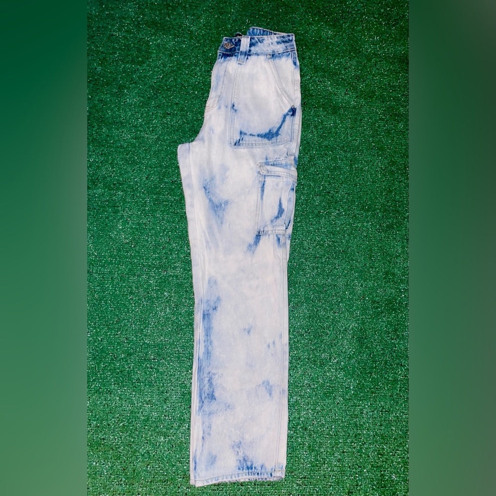 Simple Society Acid Wash Cargo Jeans